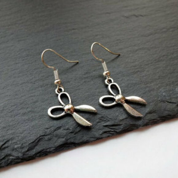 Scissors Silver Earrings - Picture 3 of 5